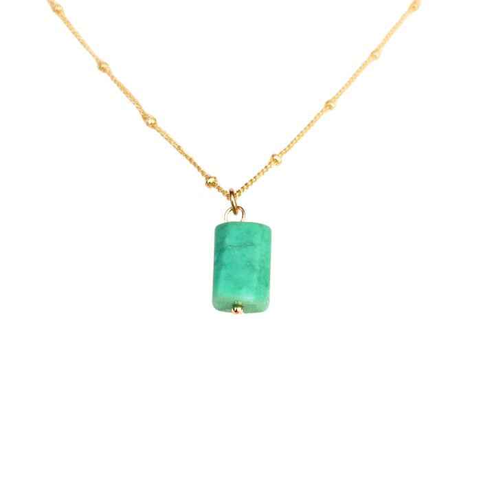 Chrysoprase pendant necklace in fresh sea-green natural stone