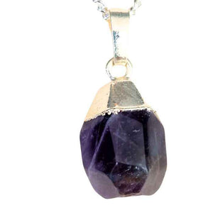 Faceted amethyst pendant necklace, sterling silver 925, view 2