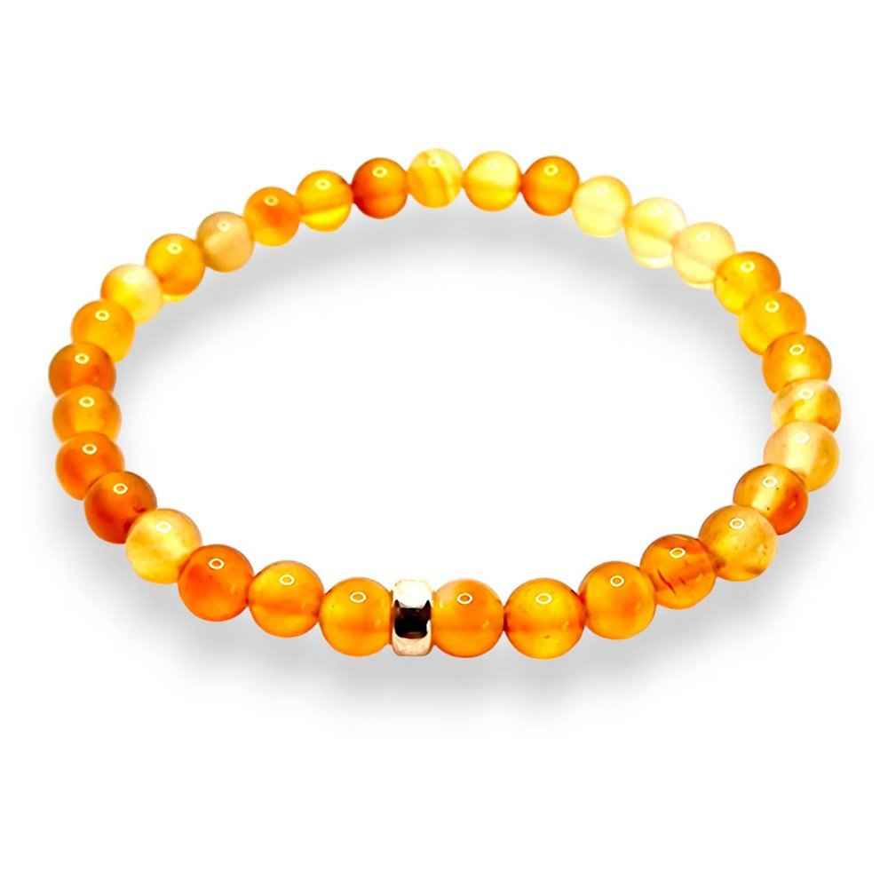 Carnelian beaded bracelet, warm orange, view 2