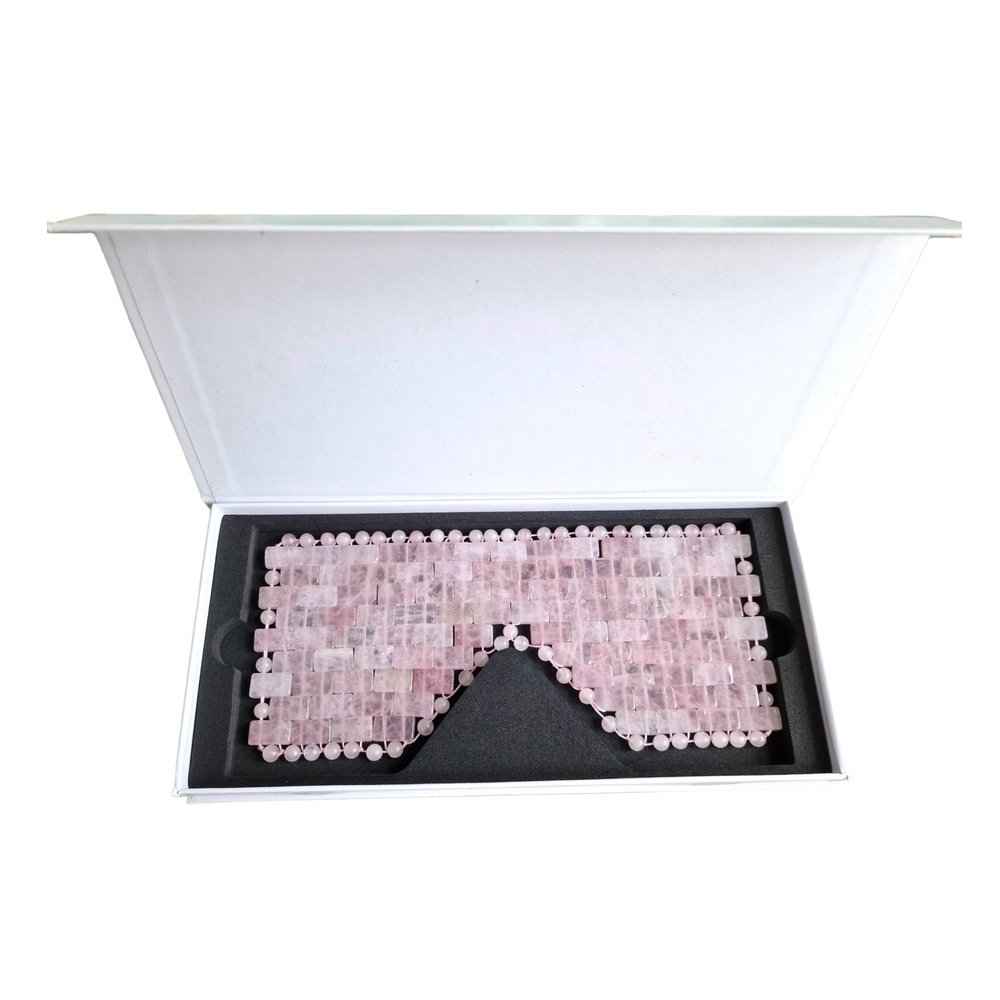 Rose quartz eye mask, natural stone skincare tool, view 3