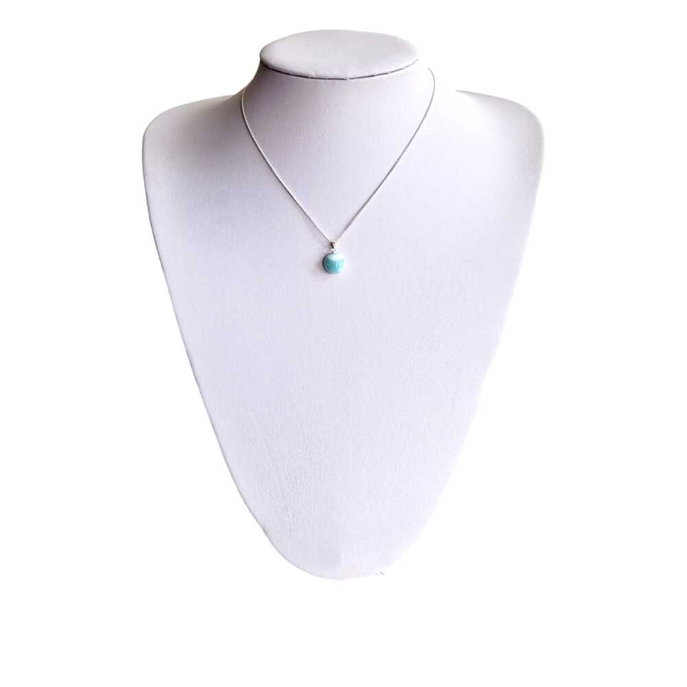 Oval larimar pendant necklace, sterling silver, view 4