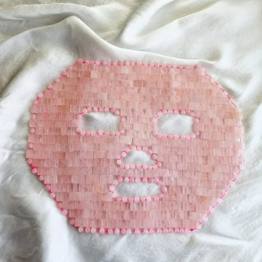 Rose quartz face mask, a natural stone skincare tool
