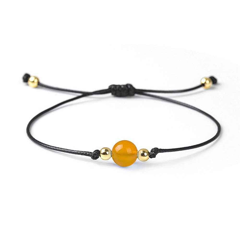 Yellow agate beaded bracelet in sunny yellow natural stone on a wax cord