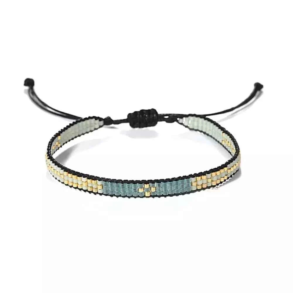 Miyuki friendship bracelet, handmade with colourful Japanese glass seed beads