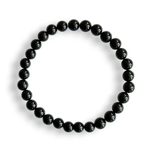 Black tourmaline beaded bracelet, glossy black, view 2