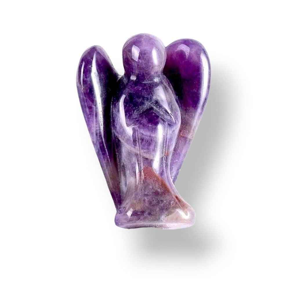 Carved amethyst angel in natural purple stone