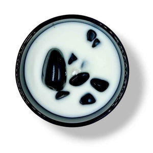 Bergamot and oak moss soy wax candle with crystal, hand-poured, view 3