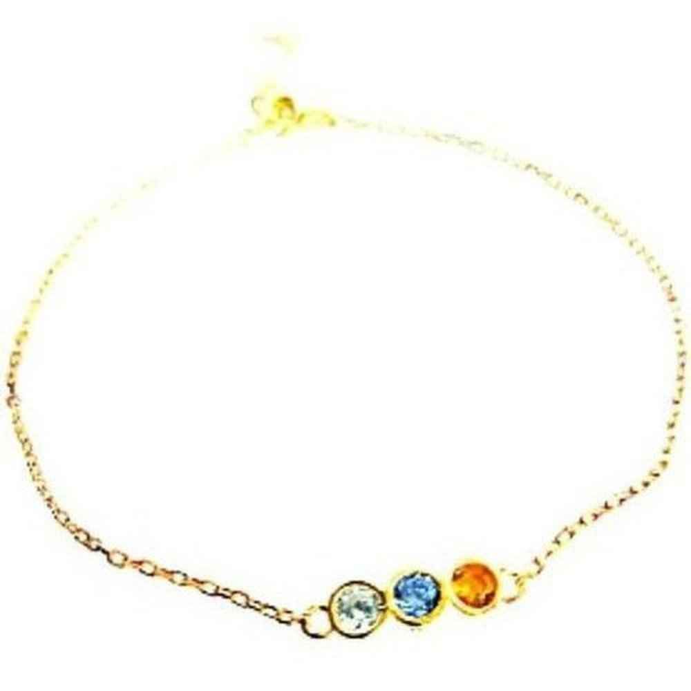 Dainty bracelet in gold-plated sterling silver with blue topaz, citrine and a lab-created diamond accent