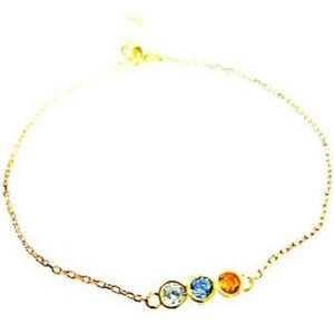 Dainty bracelet in gold-plated sterling silver with blue topaz, citrine and a lab-created diamond accent