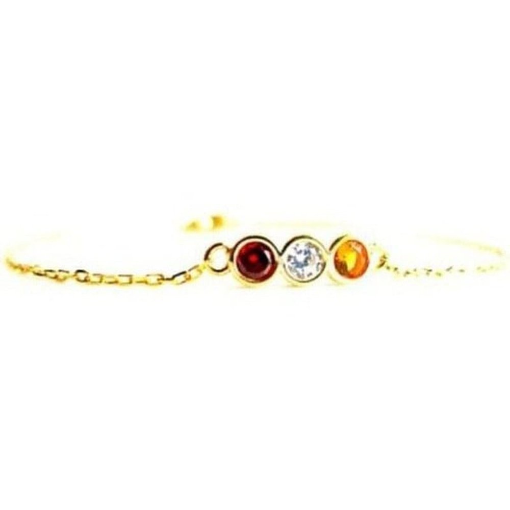 Dainty bracelet in gold-plated sterling silver with garnet, citrine and a lab-created diamond accent