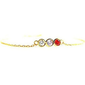 Dainty bracelet in gold-plated sterling silver with garnet and lab-created diamond and alexandrite accents