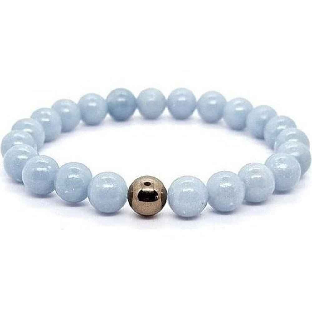 Angelite beaded bracelet, soft blue, view 2