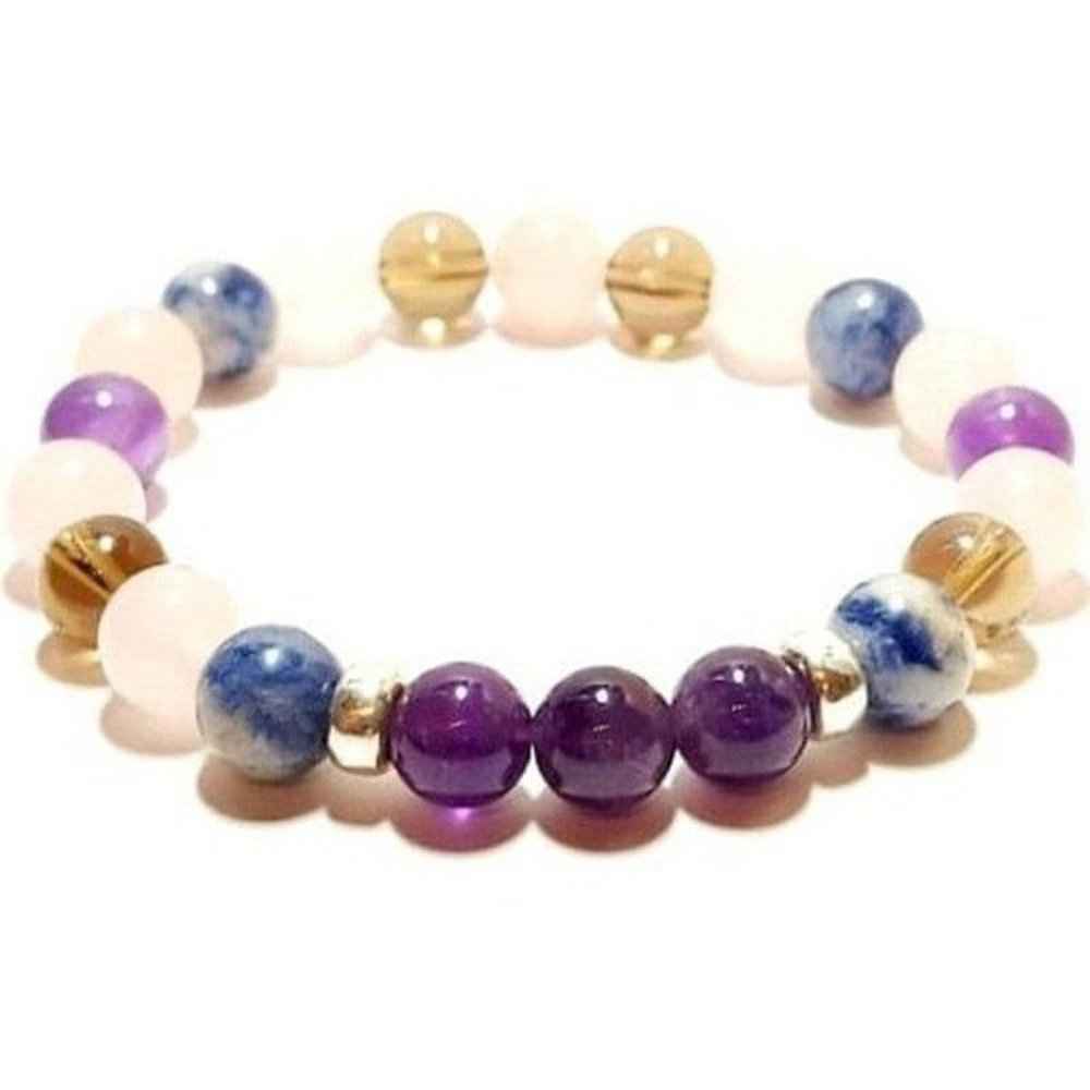 Custom crystal bracelet, Sodalite and Amethyst base, view 3