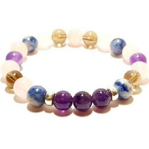 Custom crystal bracelet, Sodalite and Amethyst base, view 3