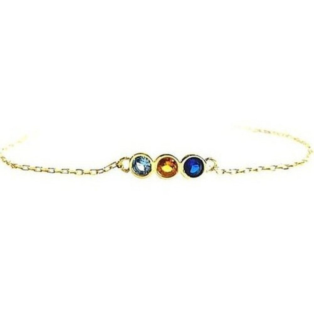 Dainty bracelet in gold-plated sterling silver with citrine, blue topaz and a sapphire accent